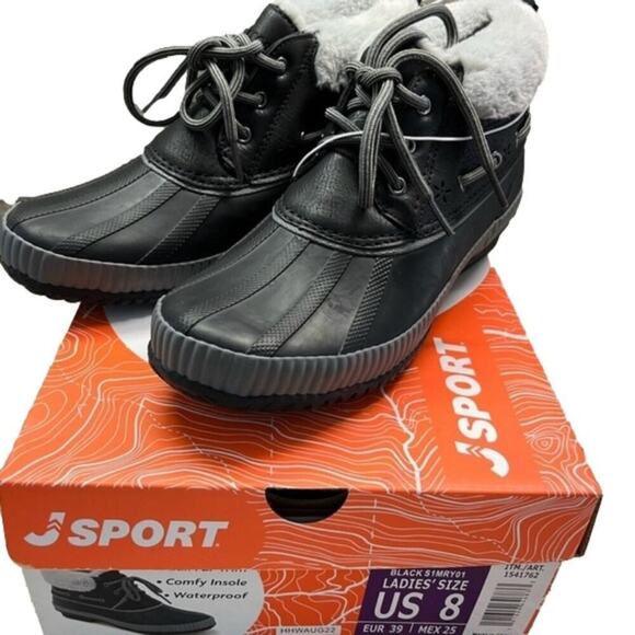 JSport Jambu Women's Boots Short Duck Black Waterproof comfort Size 8 NIB - Picture 1 of 11
